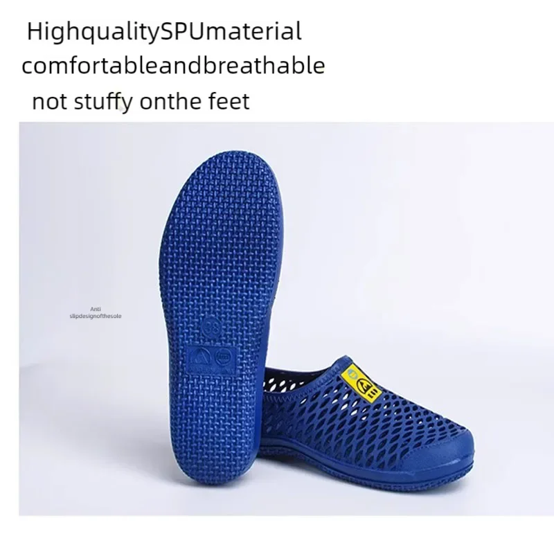 Safety shoes Anti static sandals unisex perforated shoes, dust-free workshop thickened soft soles, breathable work shoes