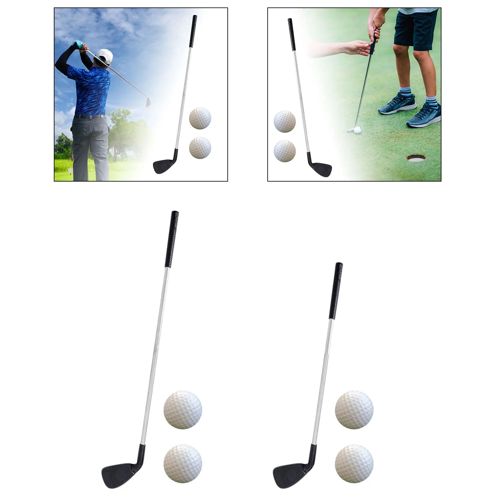 Golf Chipper Club with 2 Golf Balls Portable Telescopic Golf Shaft Golf Wedge Right Handed for Adults Kids Golf Training
