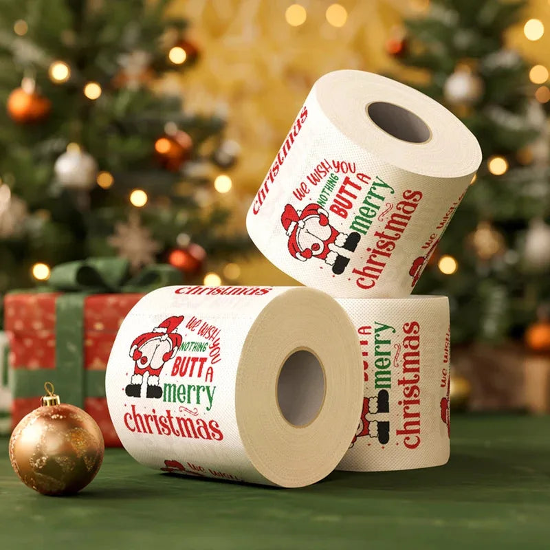 Christmas Toilet Roll Paper Happy 2026 New Year Christmas Supplies Xmas Tissue Roll Napkin Kitchen Tool Home Decoration New Year