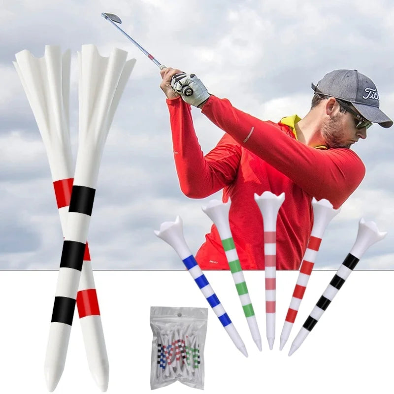 20 Pcs Golf Tees Stand Printing Scale Unbreakable Reduces Friction Golf Tees Plastic Side Spin 5 Prongs Tee Golf Supplies