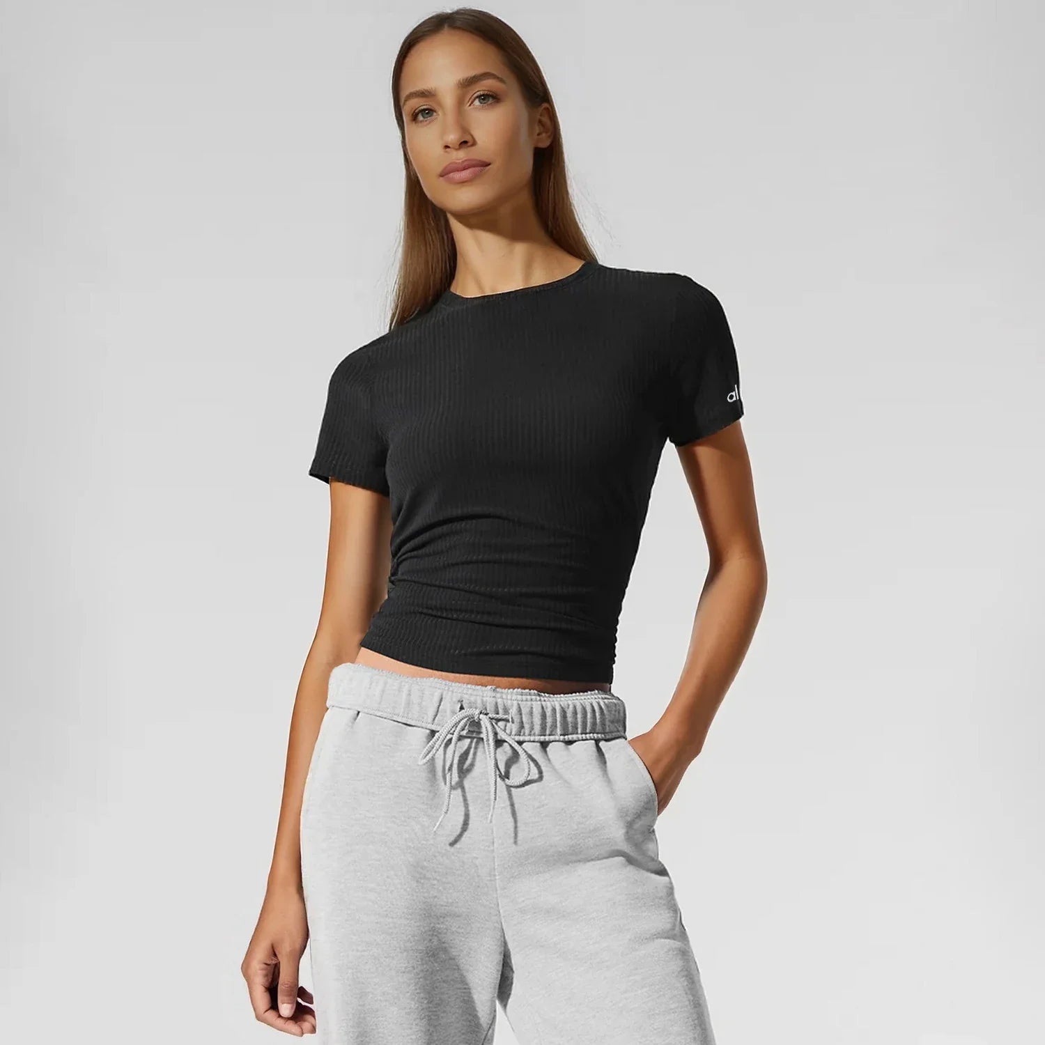 Yoga T-shirt Breathable Summer Sports Running Tops Cotton Threaded Women's Leisure High Elasticity Short Sleeved T-shirt