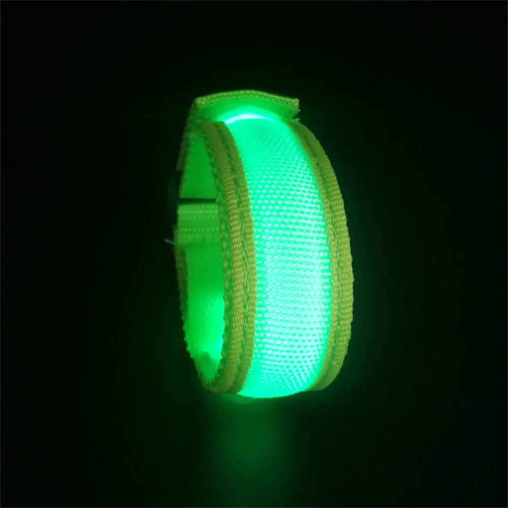 LED Reflective Bracelet Nylon Adjustable Armband Luminous Night Running Climbing Strap Outdoor Sports Safety Bright Band