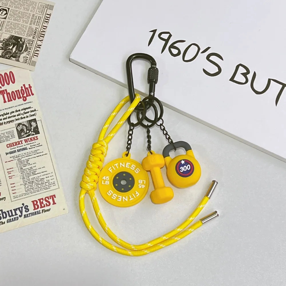 Mini Barbell Plates Key Chain with D-shaped Buckle Kettlebells Simulation Dumbbells Keyring Water Cups Creative