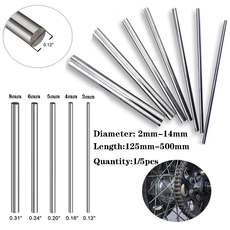 Ground Metric Stainles Steel Shaft Rods, 2mm-14mm Diameter, 125mm 200mm 250mm 330mm 500mm Length, Sold in 1pcs/5pcs