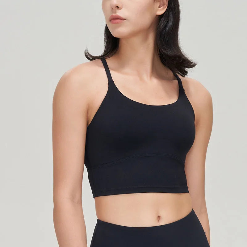 SOISOU Top Women Sports Bra Cross Beautiful Back Gym Fitness Workout Shockproof Running Tops Yoga Bra For Women Sport Wear