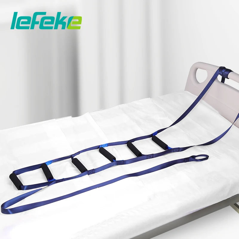 Lefeke Elderly Get Up Aid Disabled Get Up Assist Belt Bed Ladder Assist Strap Pull Up Sit Up Wake Up Rope Ladder with 6 Handrail