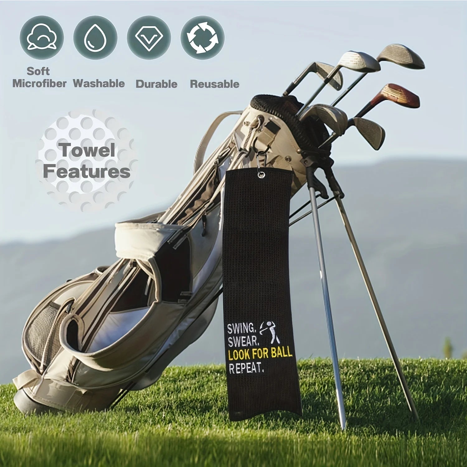 Funny Microfiber Premium Golf Towel, Embroidered Golf Towels for Golf Bags for Men&Women, Golf Accessories for Men Golfers