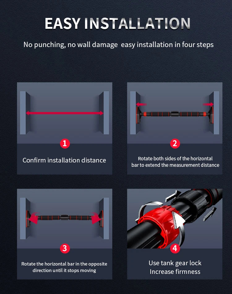 Adjustable Door Horizontal Bars Sport Fitness Exercise Home Workout Gym Chin Up Training Pull Up Bar