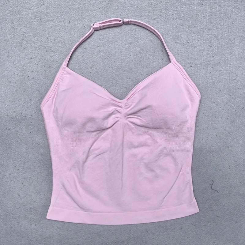 New Seamless Yoga Set Women Gym Clothing Scrunch Bum Legging Padded Tank Top Workout Outfits Fitness Sportswear Suits