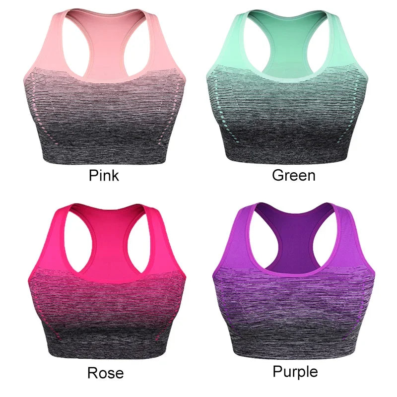 Sports Bra High Stretch Breathable Top Fitness Women Padded for Running Yoga Gym Seamless Crop Bra Gradient Sport Bra
