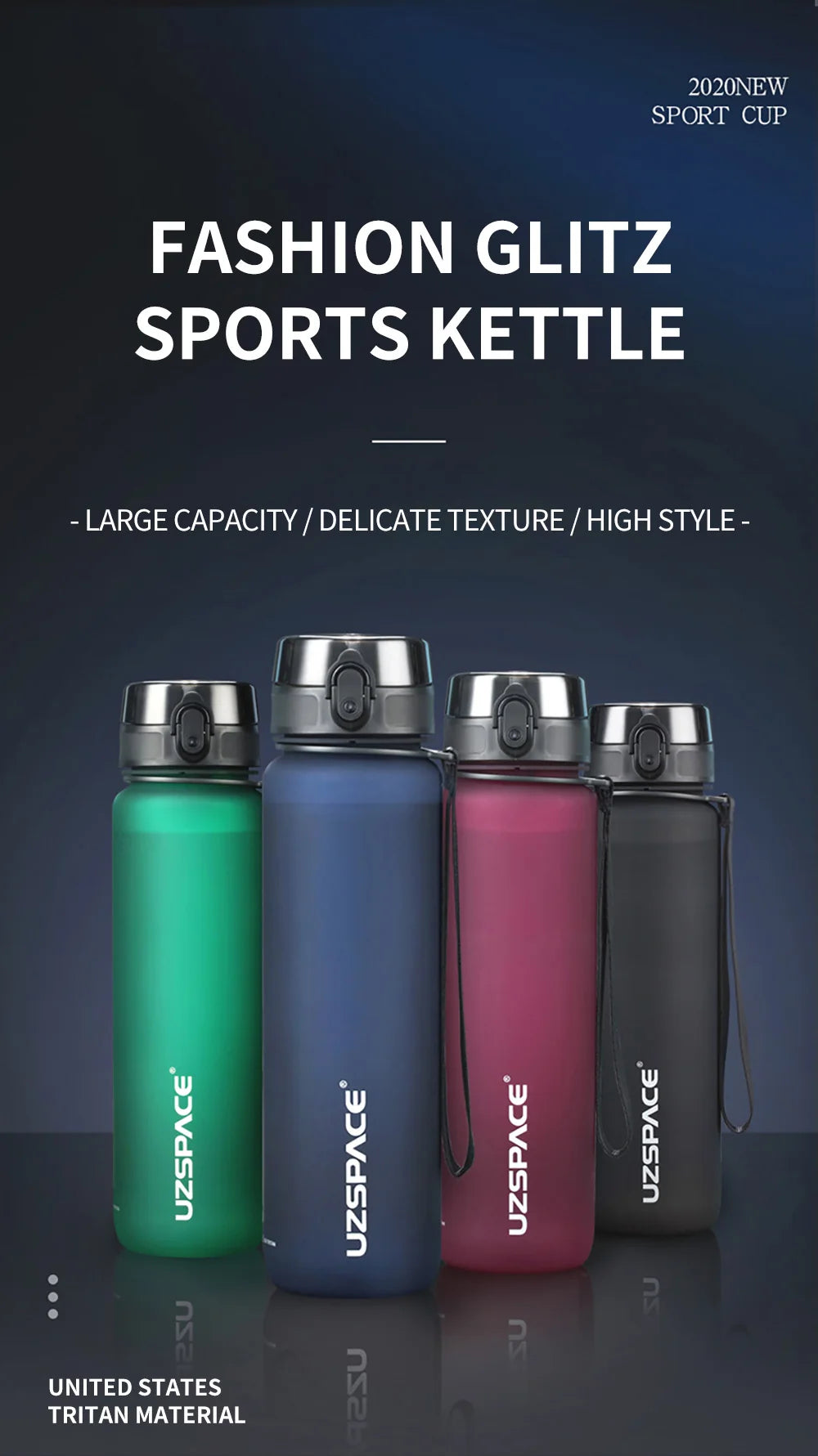 High Quality Water Bottle 500ML 1000ML BPA Free Leak Proof Portable For Adult Children Sports Gym Eco Friendly Drink Bottles