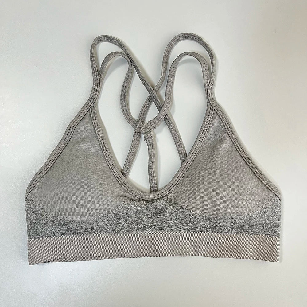 Ignite Cross Back Sports Bra Women Padded Yoga Bras Halter Fitness Gym Crop Top Running Impact Seamless Bra Workout Yoga Top