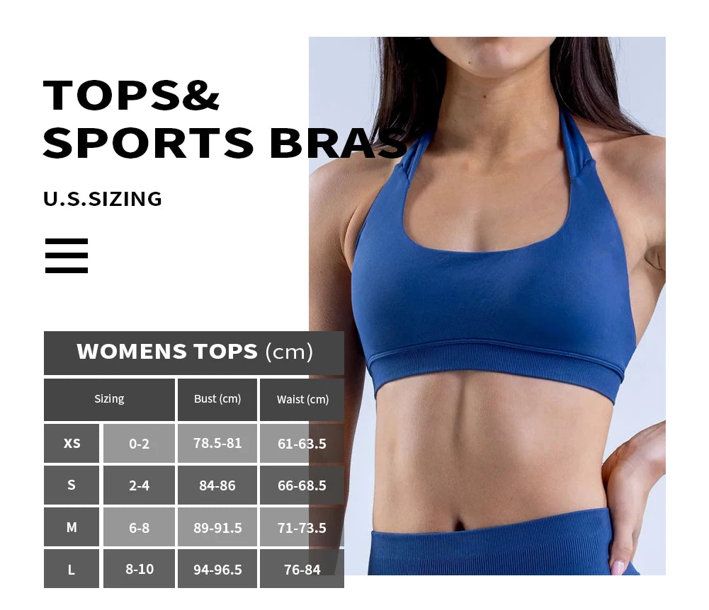 Sports Bra Seamless Halter Neck Strap Bra Open Back Fitness Yoga Top Bras Support Women Workout Gym Crop Top