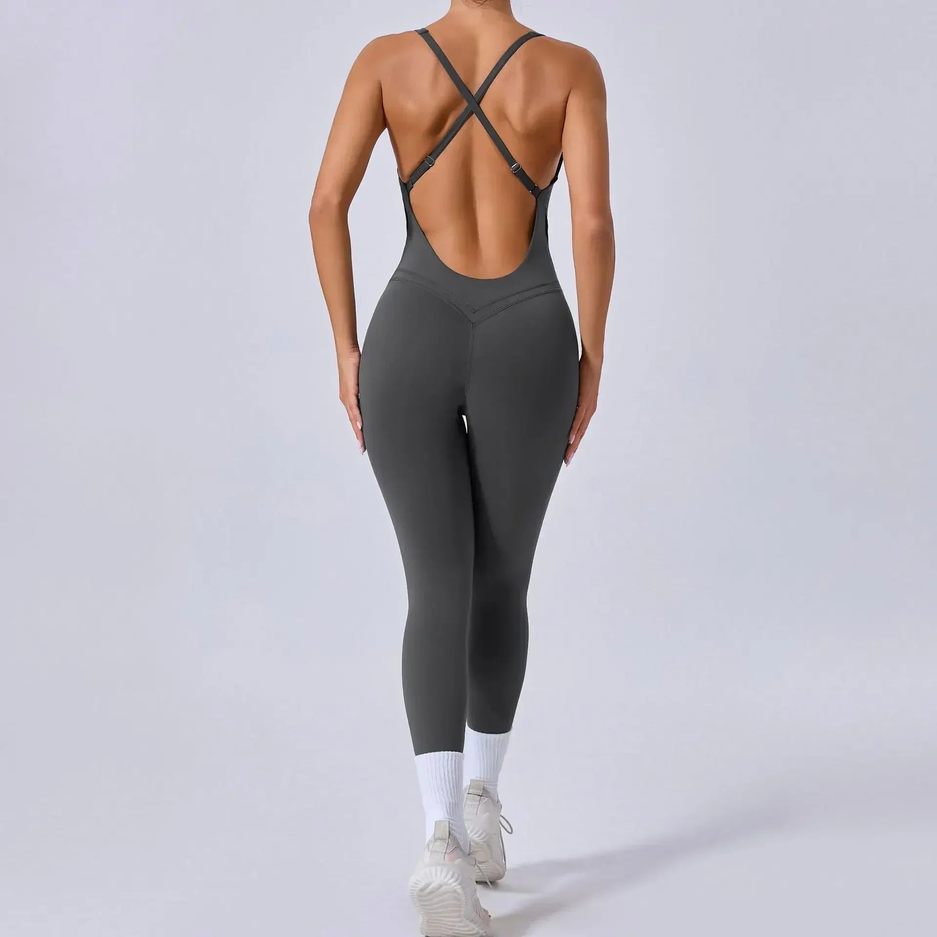 Seamless Yoga Jumpsuits Sports Fitness Hip Raise Cross Back Adjustable Shoulder Strap One-piece Workout Gym Tracksuits for Women