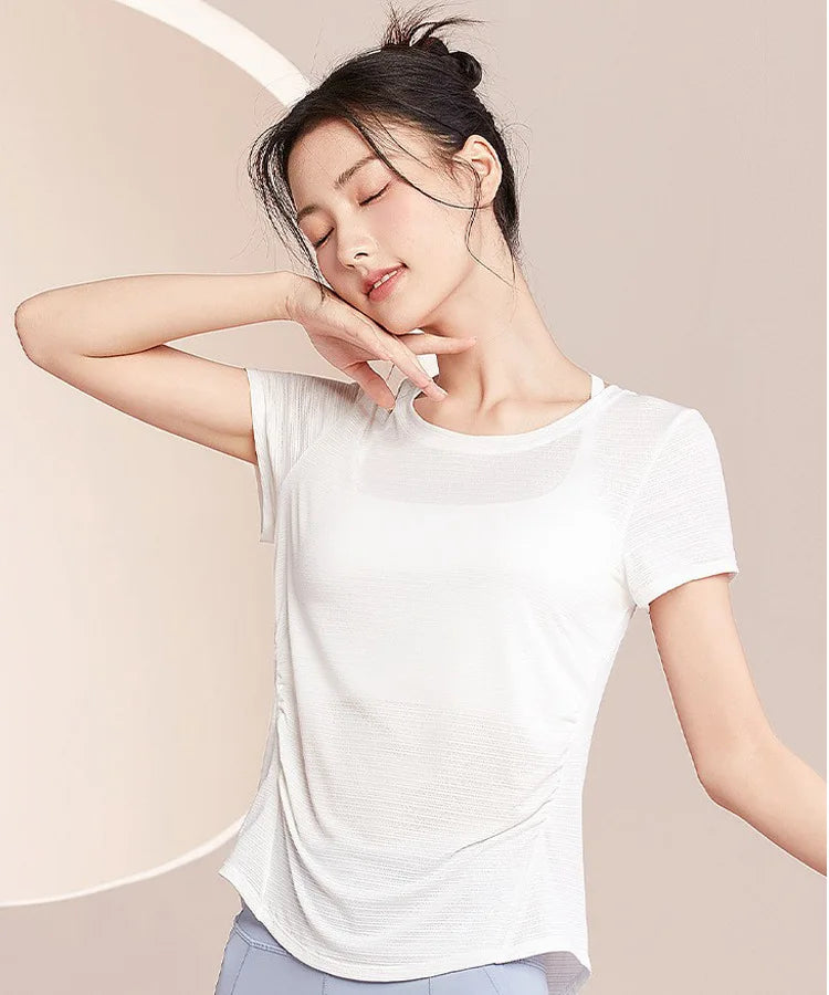 Women's Yoga Shirt Quick Dry Short Sleeve t-shirt Summer Athletic Fitness Top Breathable Workout Tee Gym Running Female clothing