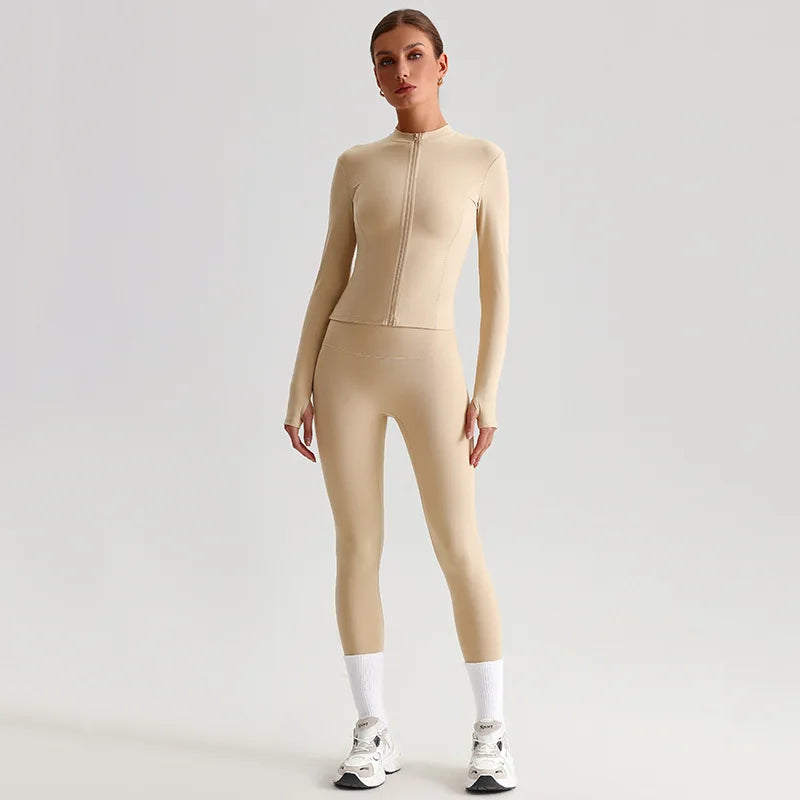 Yoga Jacket and Pants Set for Women Fitness Pilates Gym Wear Push Up Workout Activewear Outfit