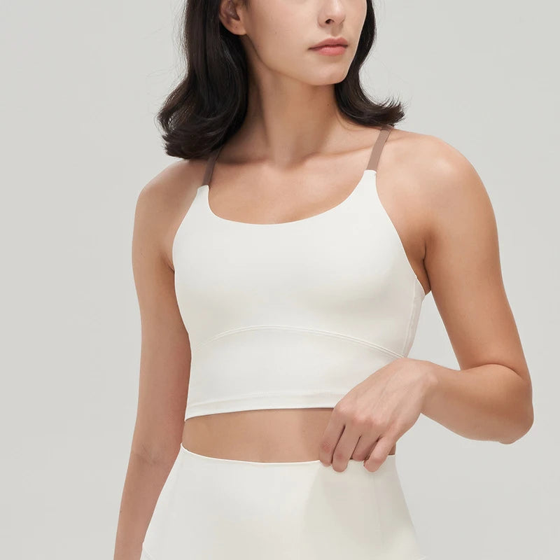 SOISOU Top Women Sports Bra Cross Beautiful Back Gym Fitness Workout Shockproof Running Tops Yoga Bra For Women Sport Wear