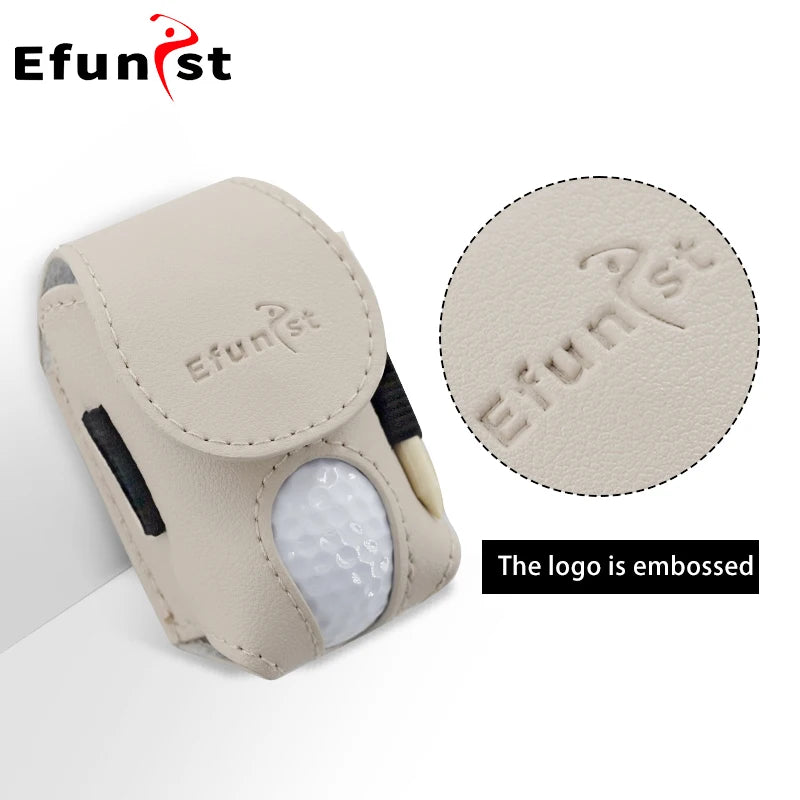 Golf Small Waist Bag Efunist Magnetic Closing Pu Golf Ball Storage Bag With 3 Pcs 54 mmTees And Portable Clip Hold Double Balls
