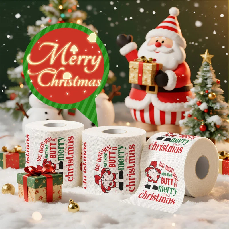 Christmas Toilet Roll Paper Happy 2026 New Year Christmas Supplies Xmas Tissue Roll Napkin Kitchen Tool Home Decoration New Year