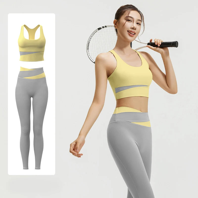 Yoga Set Women Clothing Sport Suit Sexy Sports Bra High Waist Sport Leggings Athletic 2 Piece Gym Set Workout Outfits Sportswear