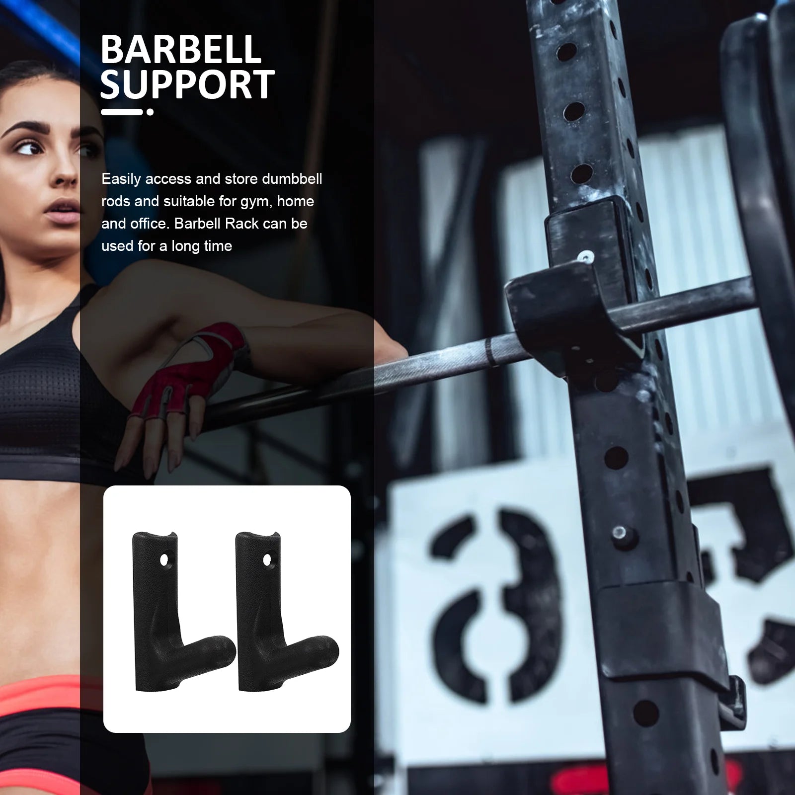 2 Pcs Shelf Bracket Barbell Stand Support Dumbbell Gym Equipment Holder Heavy Duty Clothes