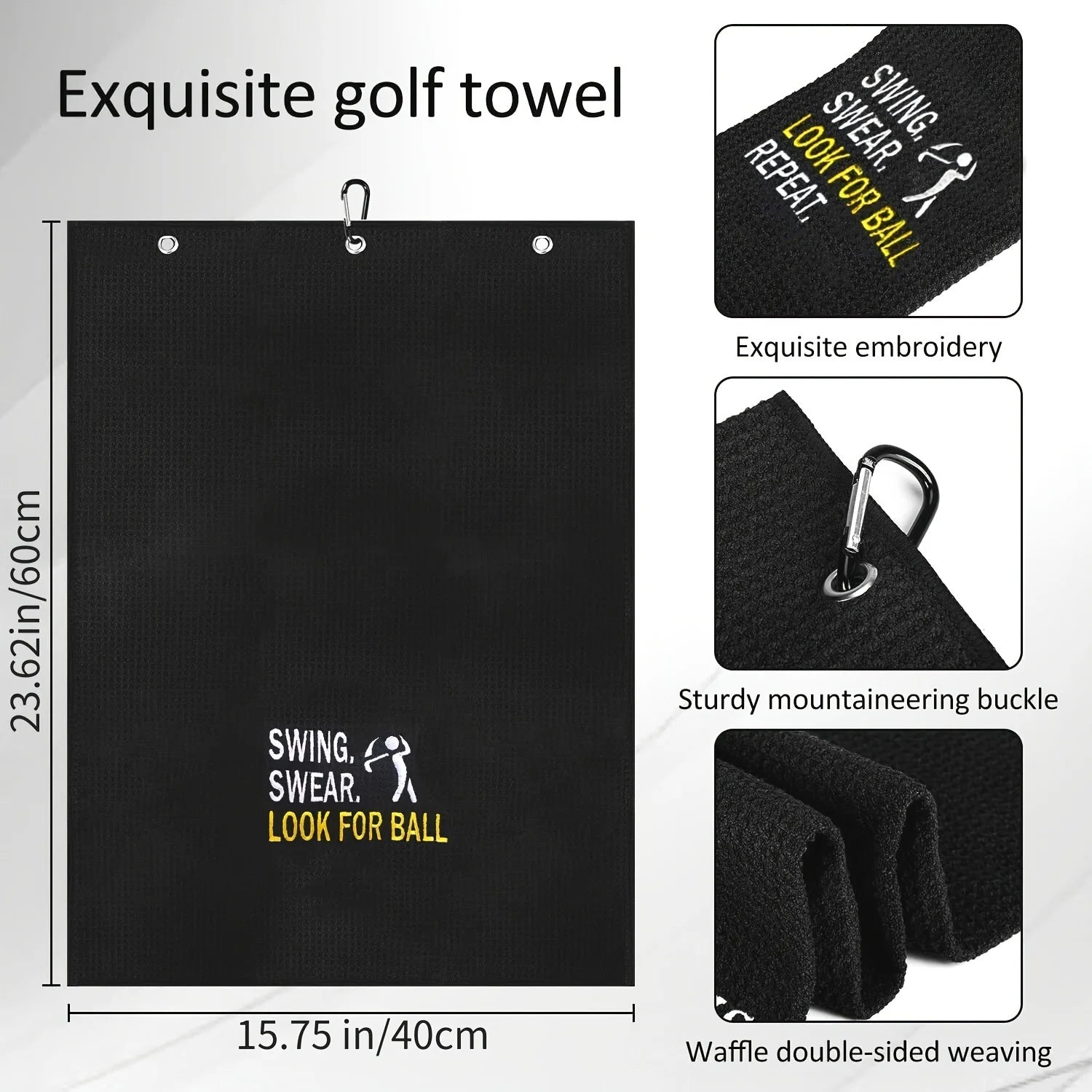 Funny Microfiber Premium Golf Towel, Embroidered Golf Towels for Golf Bags for Men&Women, Golf Accessories for Men Golfers