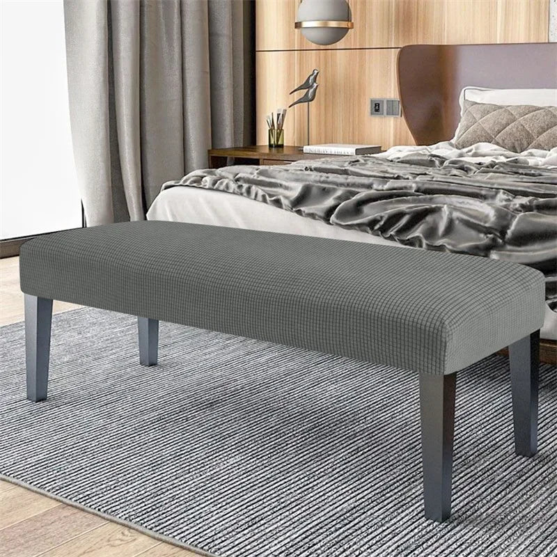 Stretch Dining Bench Covers Polar Fleece Long Bench Covers Anti-Dust Piano Stool Cover Removable Seat Protector Home Decor