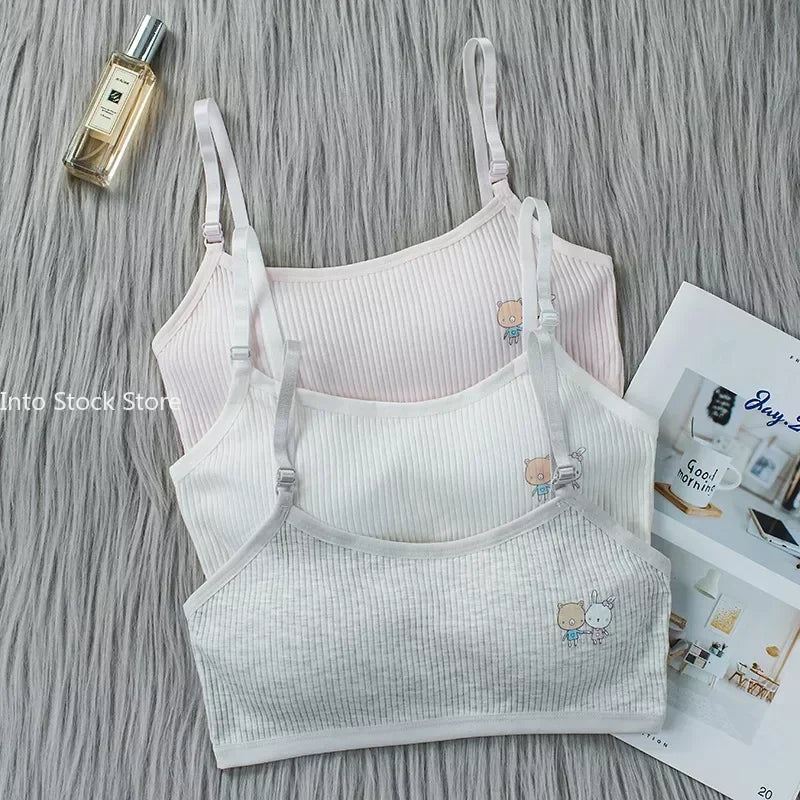 8-16 Years Kids Bras Young Girls Underwear Teenage Training Bras Women Cotton Kids cute Brassiere Tube Tops Girl's Sport Bras