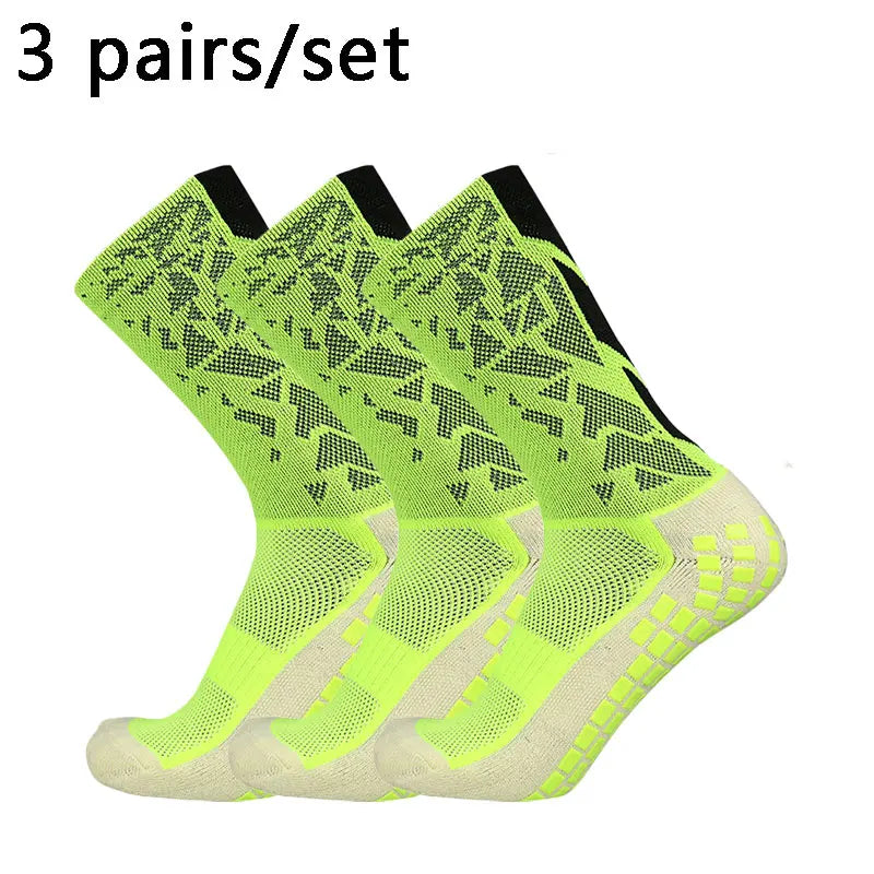 3 pairs New 2024 Men Women Camouflage Arrow Soccer Socks Breathable Sports Silicone Anti Slip Grip Football Socks