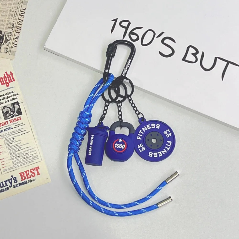 Mini Barbell Plates Key Chain with D-shaped Buckle Kettlebells Simulation Dumbbells Keyring Water Cups Creative