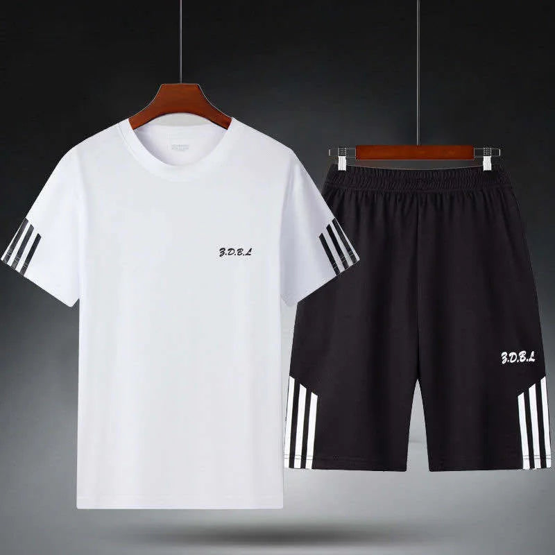 New Men's Summer Sportswear Fitness Clothing Short-Sleeved T-Shirt Loose Quick-Drying Clothes Basketball Uniform Running Shorts