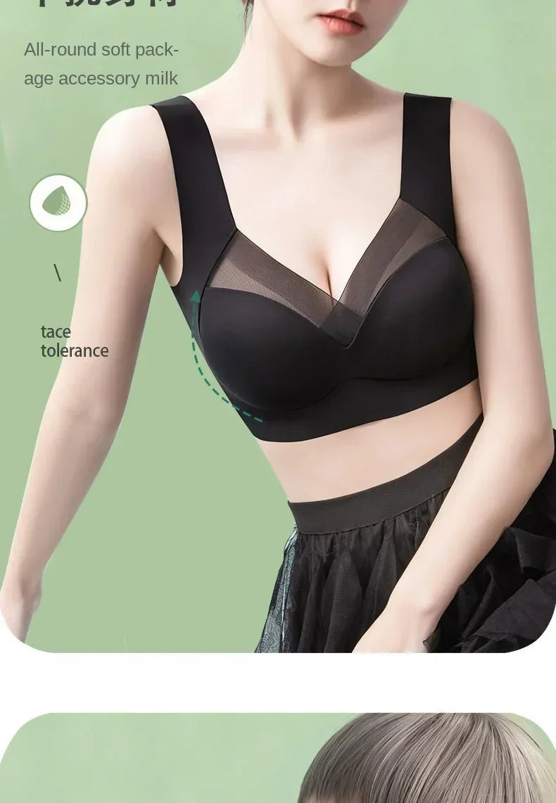 Women Lace Sport Bras Plus Size Seamless Bra Bralette Backless Lady Brassiere Vest Female Gathers Shock-Proof Wireless Top L-3XL