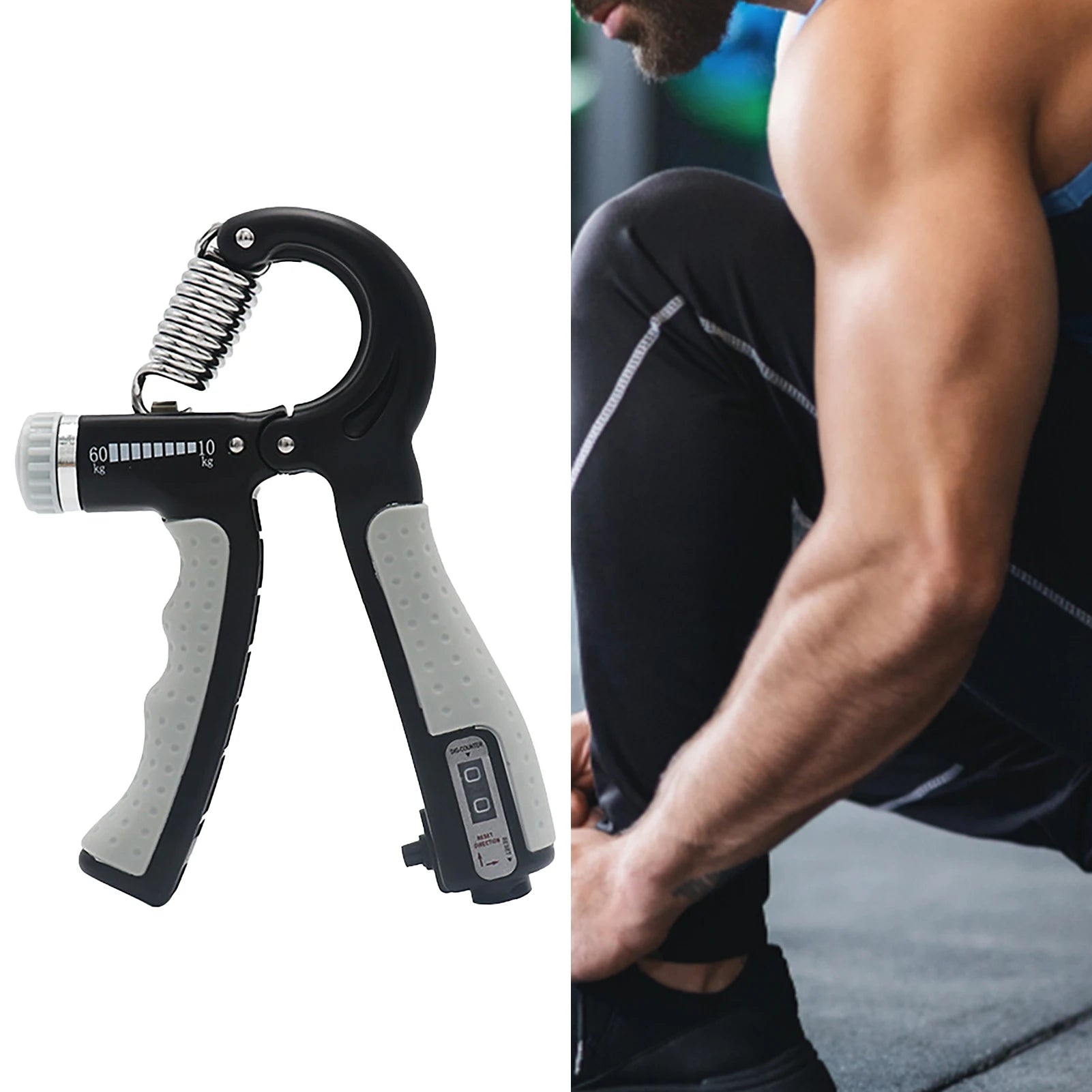 Hand Gripper with Counter R-Shape ABS Adjustable Resistance Forearm Strength Trainer Hand Grips Fitness Equipment