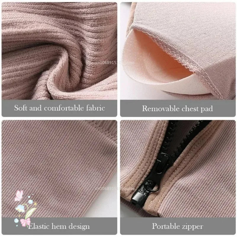 Seamless Sports Bra Women's Tube Top Front Zipper Sexy Crop Tops Beauty Back V-Neck Camisoles Push Up Lingerie Sports Tank Top