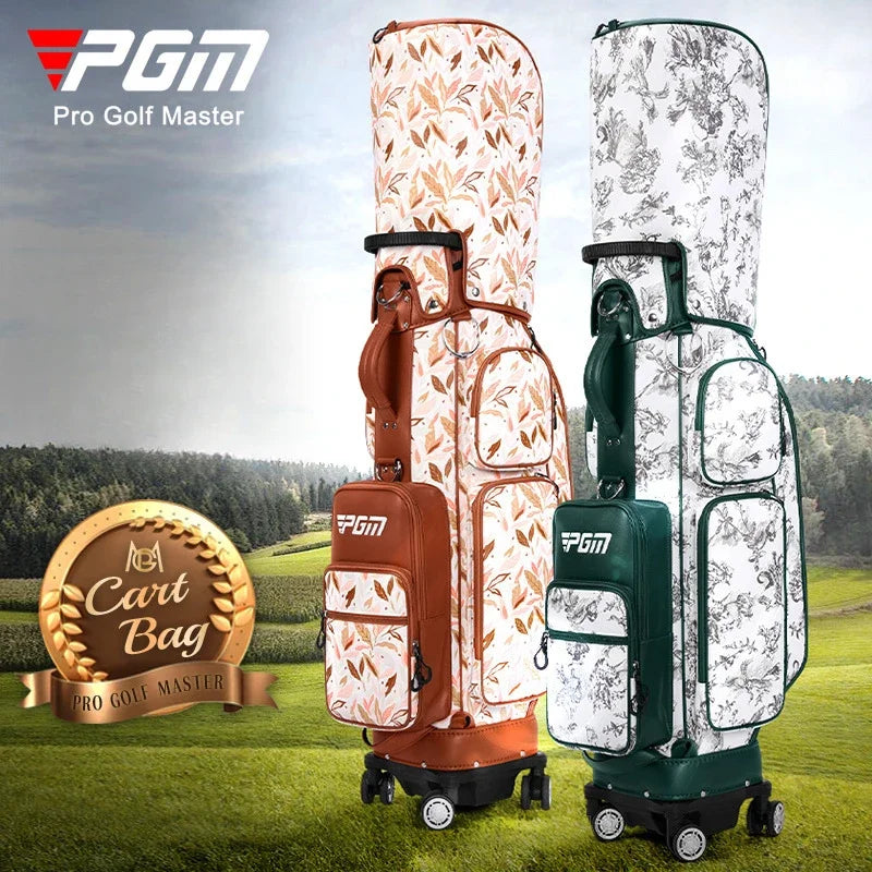 PGM 4 Wheel 360 Degree Rotating Waterproof Golf Bags Quality Women's vintage pull rod Golf Bag QB169