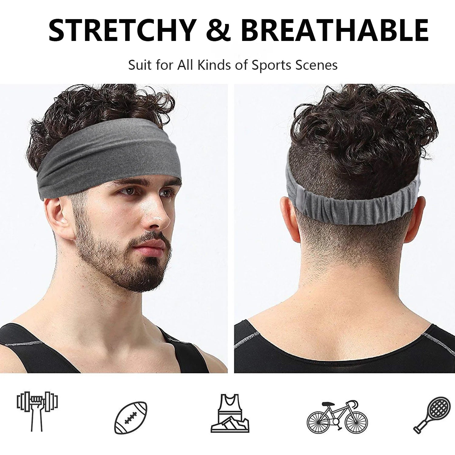 Sports Headbands For Men Woman Gym Yoga Sweat Hair Bands Soft Elastic Hairbands Stretch Outdoor Sport Sweatbands