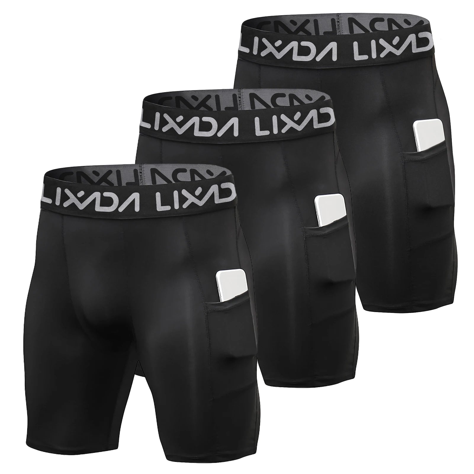 Lixada 3-Pack Men’s Sports Shorts – Active Workout Underwear with Pocket