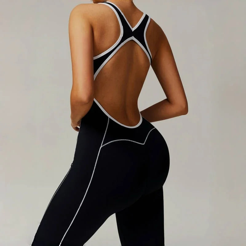 Seamless Yoga Jumpsuits Sports Fitness Peach Hip Backless wide-leg trousers One-Piece Workout Clothe Gym Bodysuit for Women