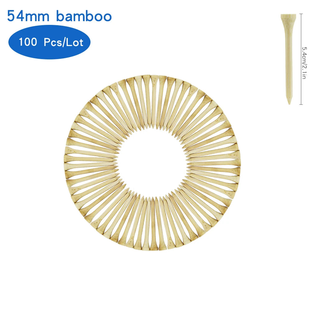 Golf Tees Package of 100 Bamboo Wooden Tees 42mm 54mm 70mm 83mm Length Golf Ball Holder Drop Ship