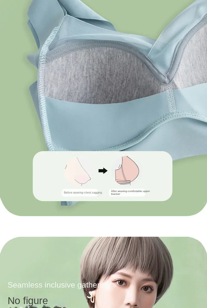 Women Lace Sport Bras Plus Size Seamless Bra Bralette Backless Lady Brassiere Vest Female Gathers Shock-Proof Wireless Top L-3XL