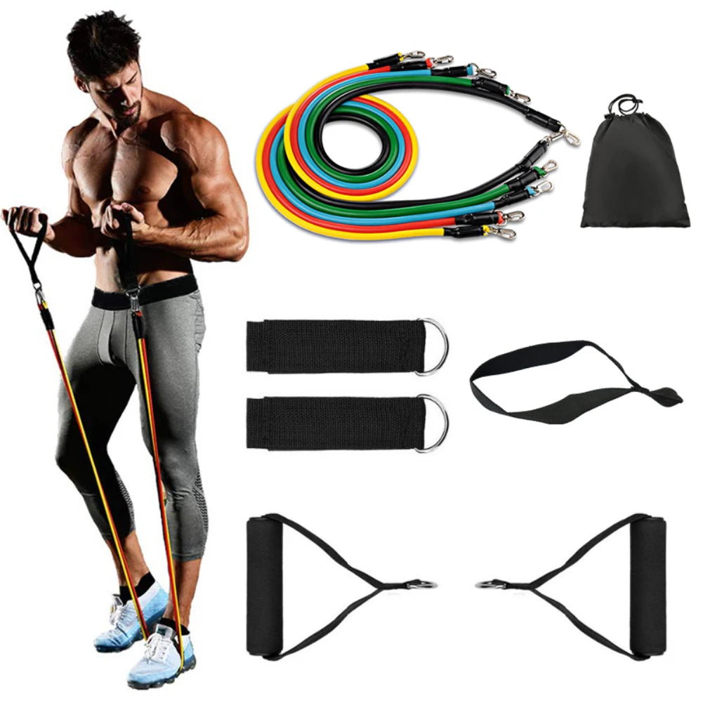 11Pcs Resistance Bands Set – Workout & Fitness Tubes