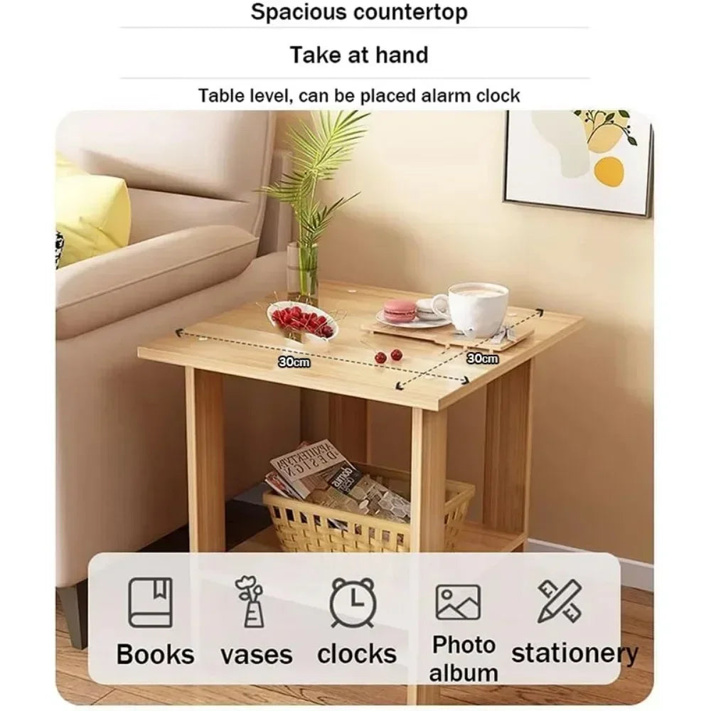 Simple Bedside Table Solid Wood Stable Load-bearing Capacity Multi-layer Stable Large Storage Area Modern Home Bedroom Furniture