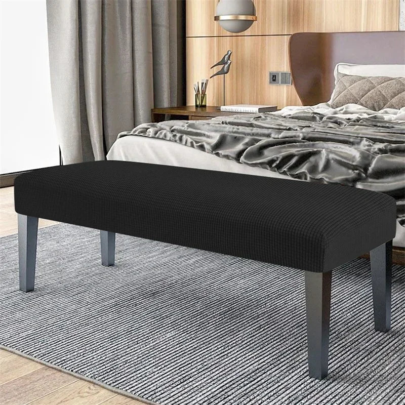 Stretch Dining Bench Covers Polar Fleece Long Bench Covers Anti-Dust Piano Stool Cover Removable Seat Protector Home Decor
