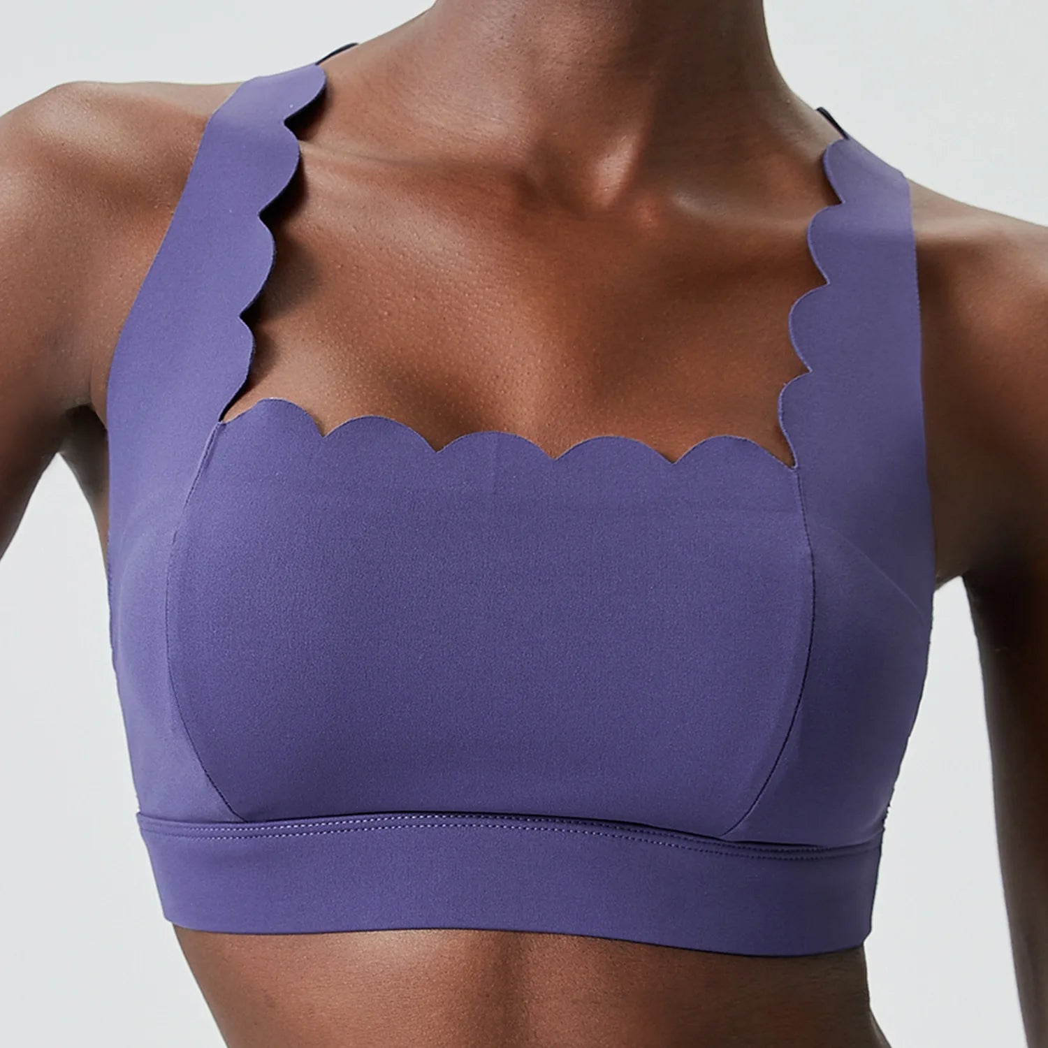 Lycra Sports Bra for Women Shock-proof Gym Workout Tops Lotus Arc Yoga Tops Square Neckline Push-up Bras Vest With Removable Pad