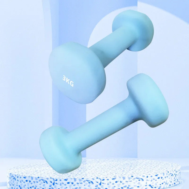 Yoga Flat Head Scrub Impregnated Plastic Dumbbells For Men And Women Home Exercise Sports Equipment Solid Cast Iron Dumbbells