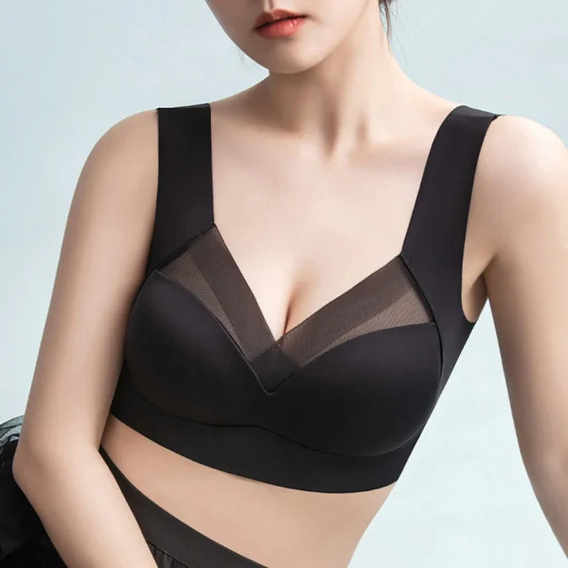 Sports Bras Women Breathable Bra Wireless Sexy U Back Inner Push Up Seamless Stitching Mesh Top Bra Without Bones Frame Bras