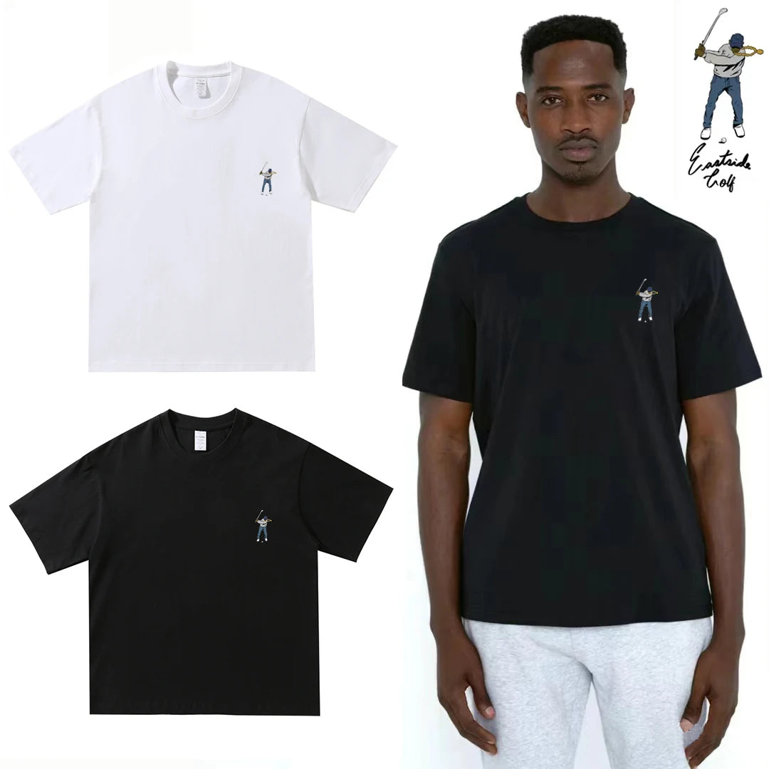 Summer New Golf T-shirt Unisex Golf Round Neck Top Breathable Loose Sports T-shirt Golf Wear for Men and Women