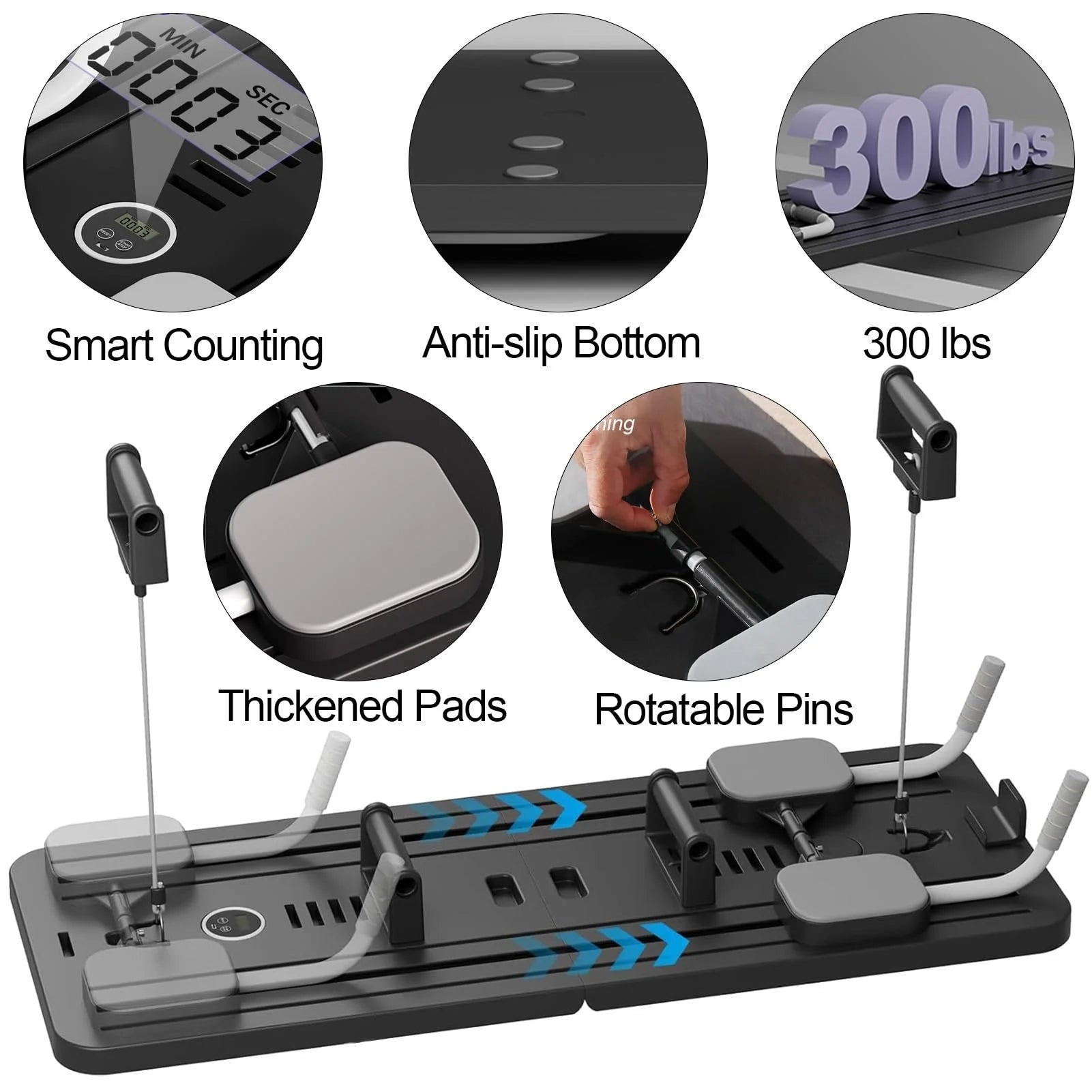 Multifunctional Abdominal Board Resistance Bands Hand Grips Fitness Plate Automatic Rebound Push Ups Stands Pilates Exercise