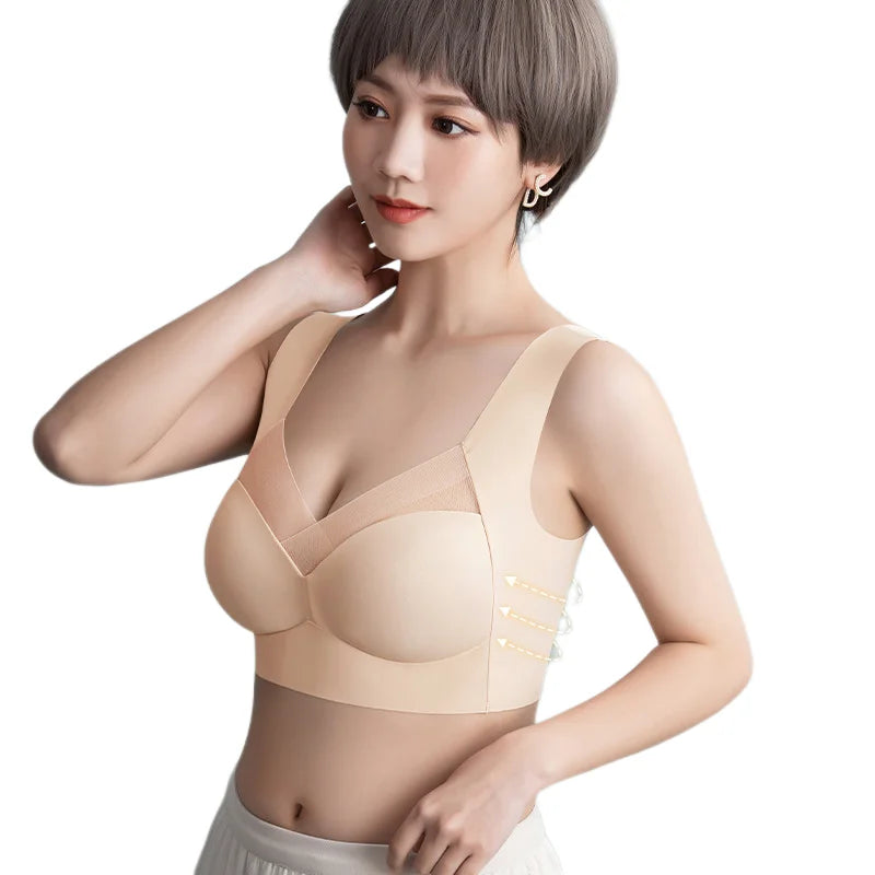 Sports Bras Women Breathable Bra Wireless Sexy U Back Inner Push Up Seamless Stitching Mesh Top Bra Without Bones Frame Bras