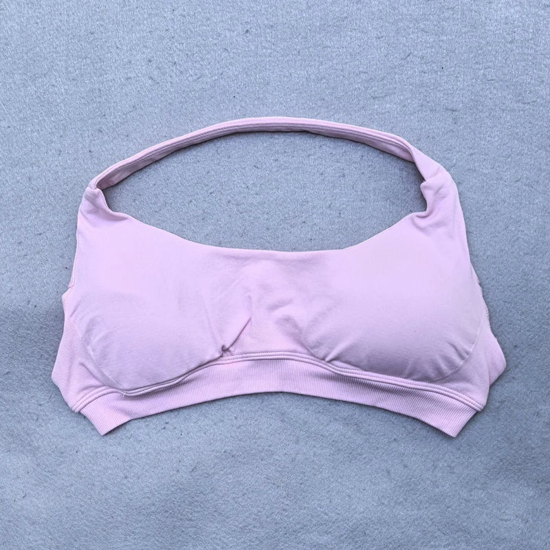 Seamless Halter Sports Bras Running Sexy Open Back Yoga Bra Padded Brassiere Sport Woman Fitness Gym Top Activewear